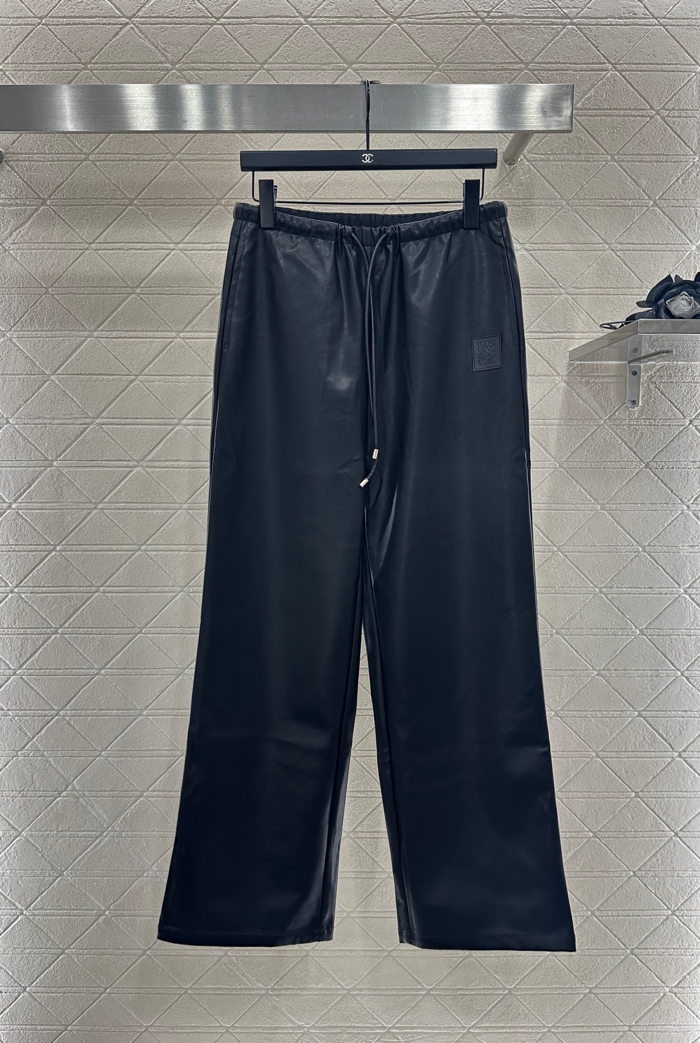 25fw new leather hooded jacket and trousers set