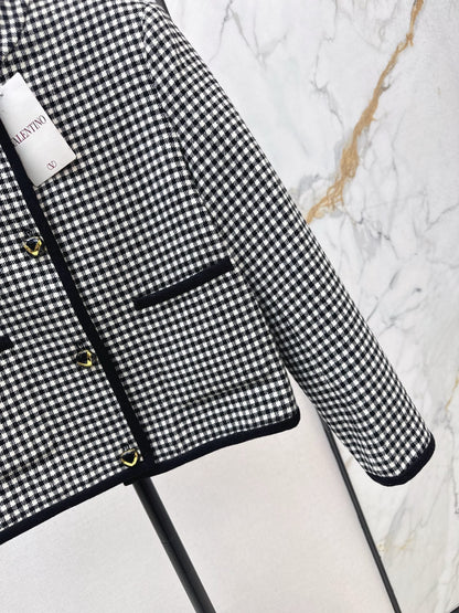 25fw new contrast color stand collar plaid jacket
