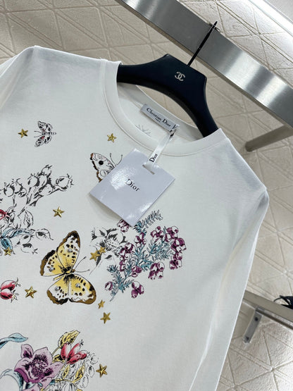 25 Round neck printed cotton long sleeved shirt
