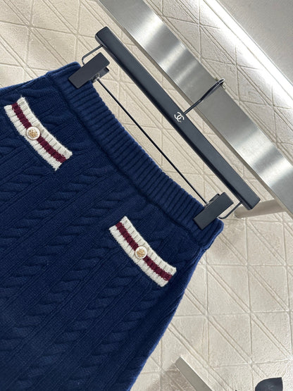 25 Collar Knitted Top, Short Skirt, Cashmere Set