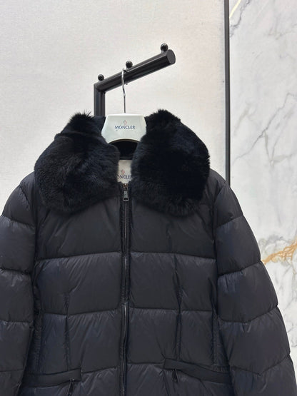 25 New Otter Rabbit fur collar zipper down jacket