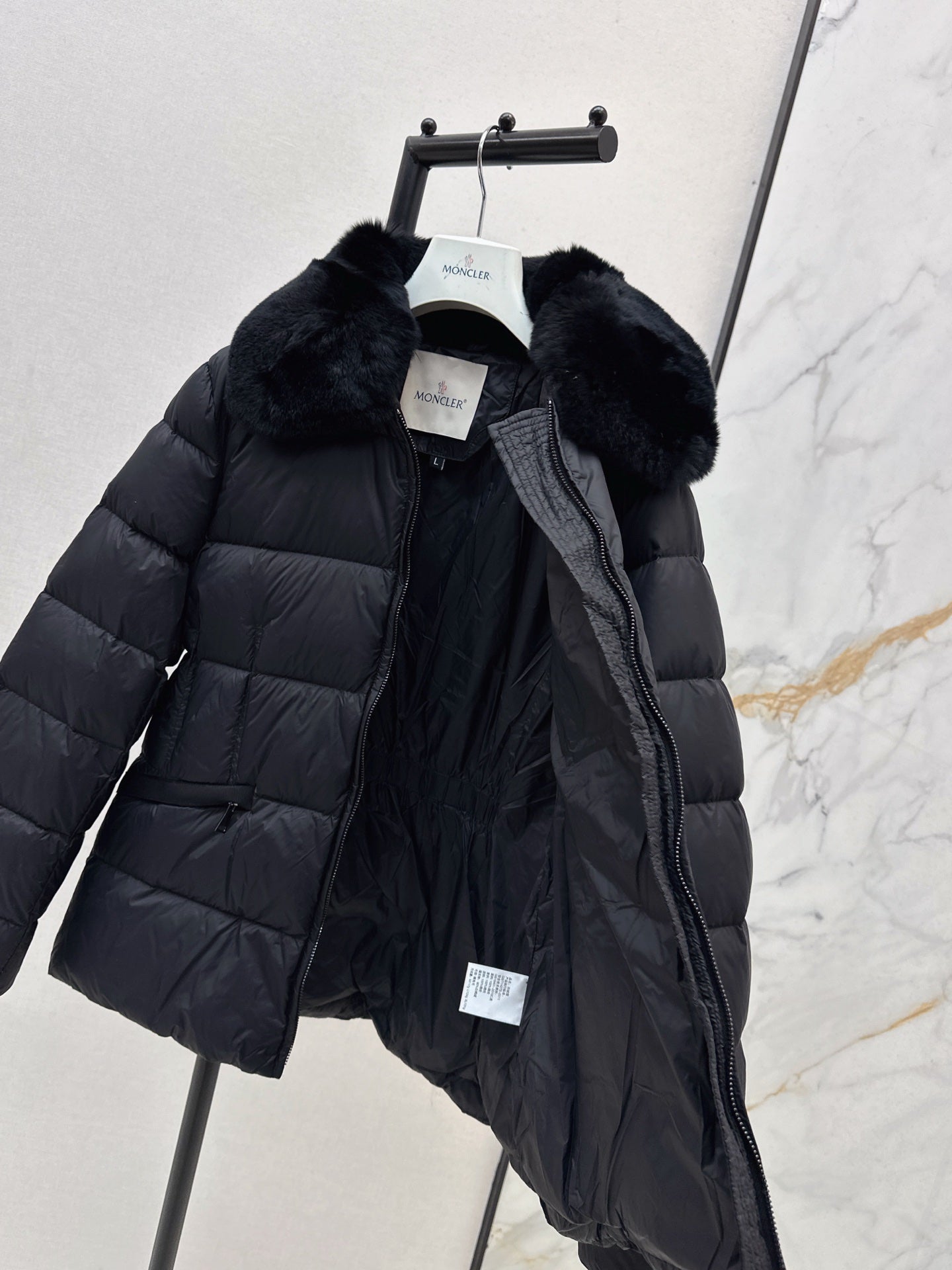 25 New Otter Rabbit fur collar zipper down jacket