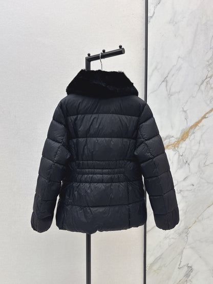 25 New Otter Rabbit fur collar zipper down jacket