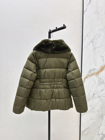 25 New Otter Rabbit fur collar zipper down jacket