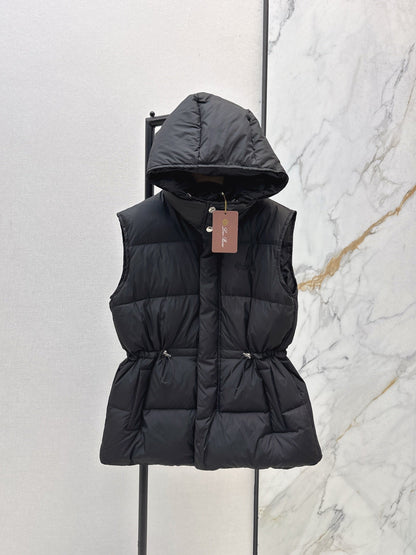 25 New drawstring waistband down vest jacket