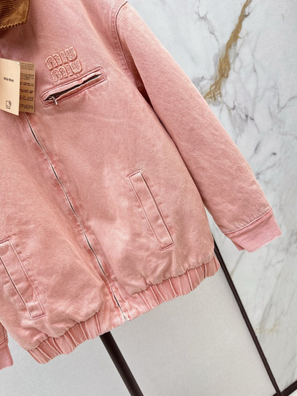 25 New collar spliced corduroy cotton jacket