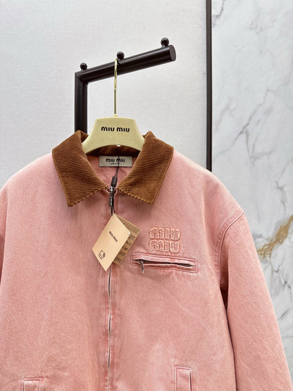 25 New collar spliced corduroy cotton jacket