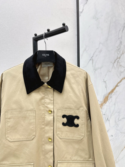 25 New Collar Pocket Splicing Coat
