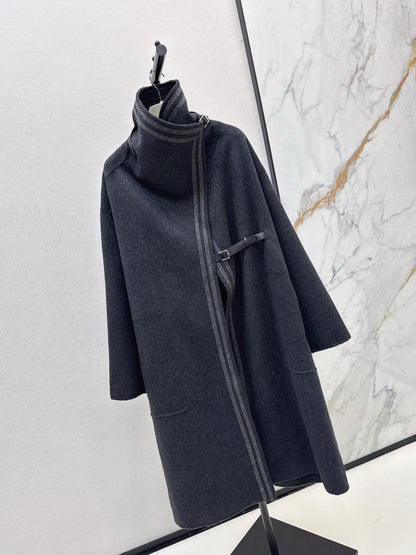25 New handmade double-sided nylon cashmere long coat