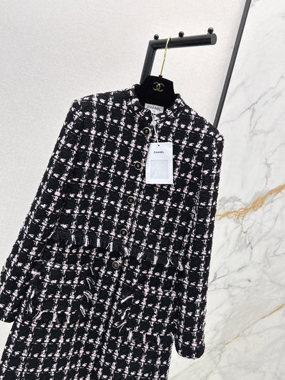 25 New Positioning Plaid Woven Long Dress