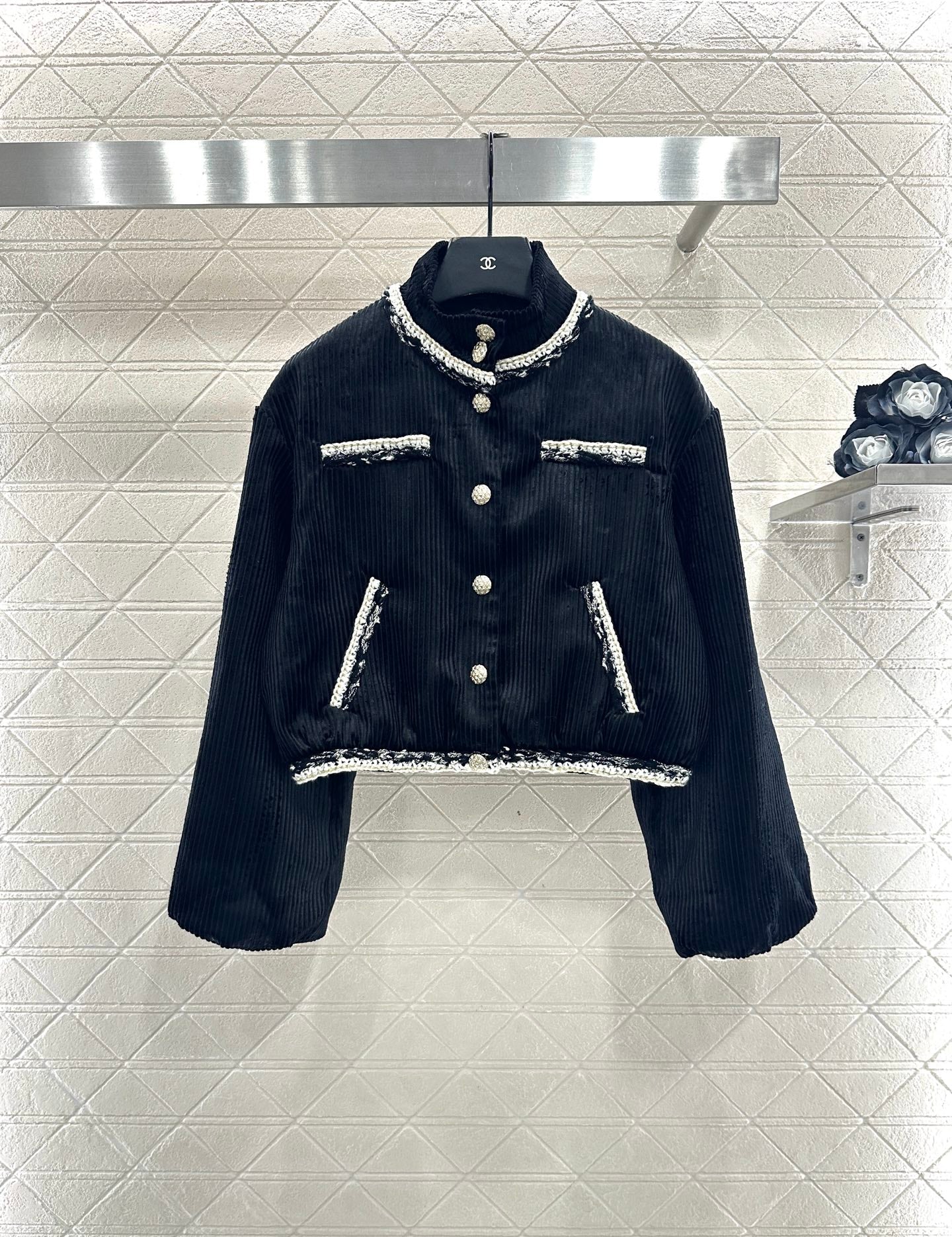 25fw new contrast color binding corduroy jacket