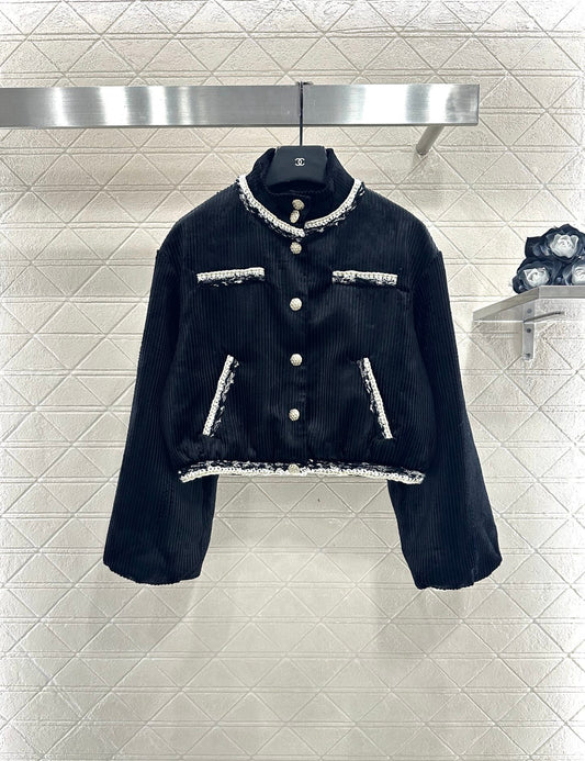 25fw new contrast color binding corduroy jacket