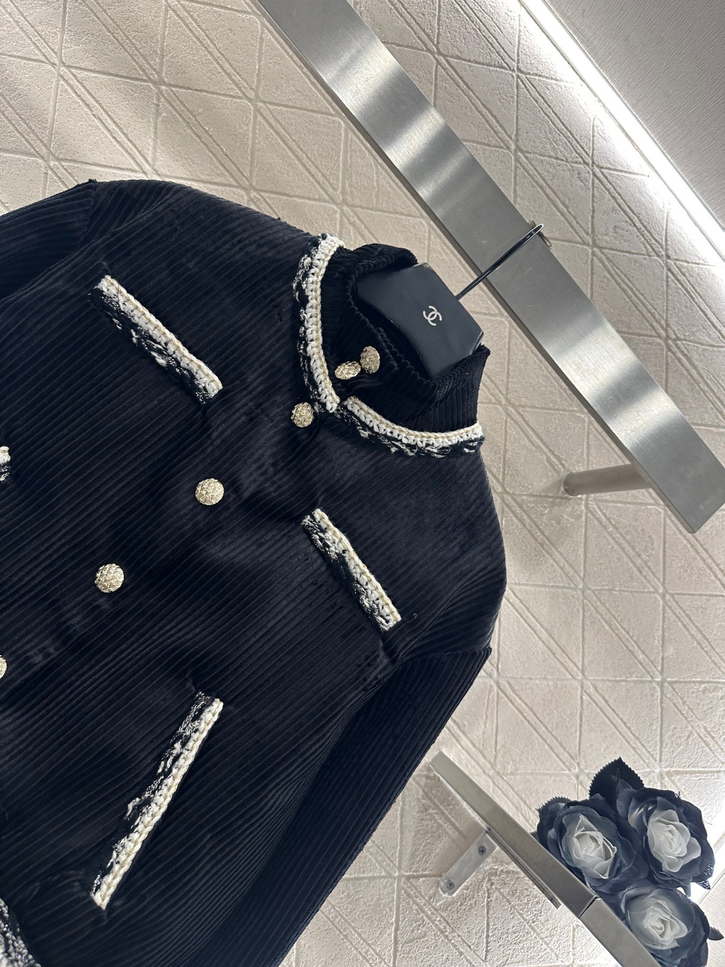 25fw new contrast color binding corduroy jacket
