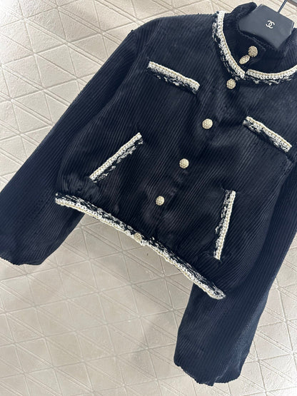 25fw new contrast color binding corduroy jacket