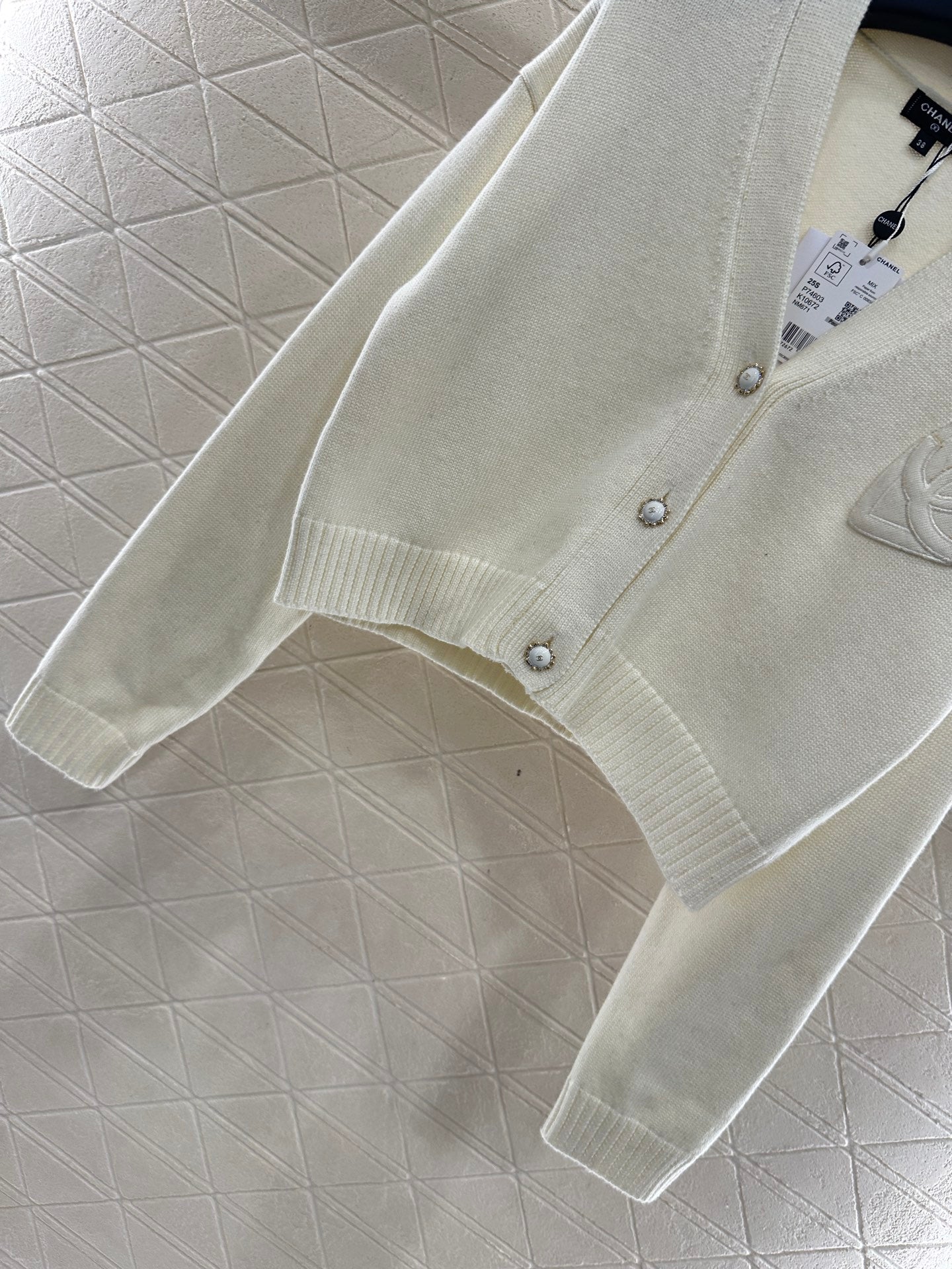 25fw new double C heart letter wool knitted cardigan