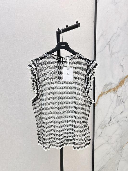 25fw new striped lace vest