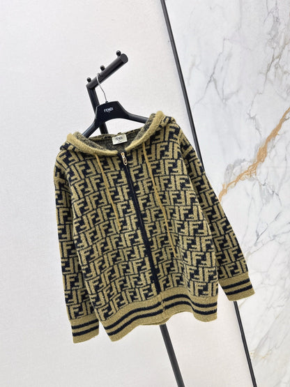 25fw new retro monogram hooded cardigan