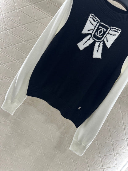 25fw new raglan bow wool knitted sweater