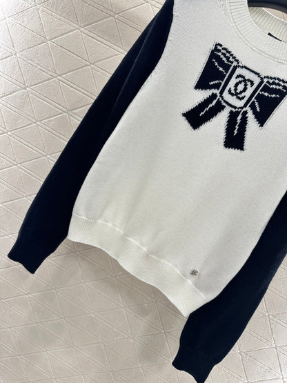 25fw new raglan bow wool knitted sweater