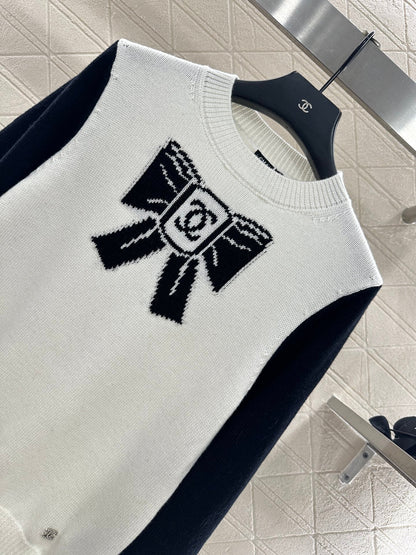 25fw new raglan bow wool knitted sweater