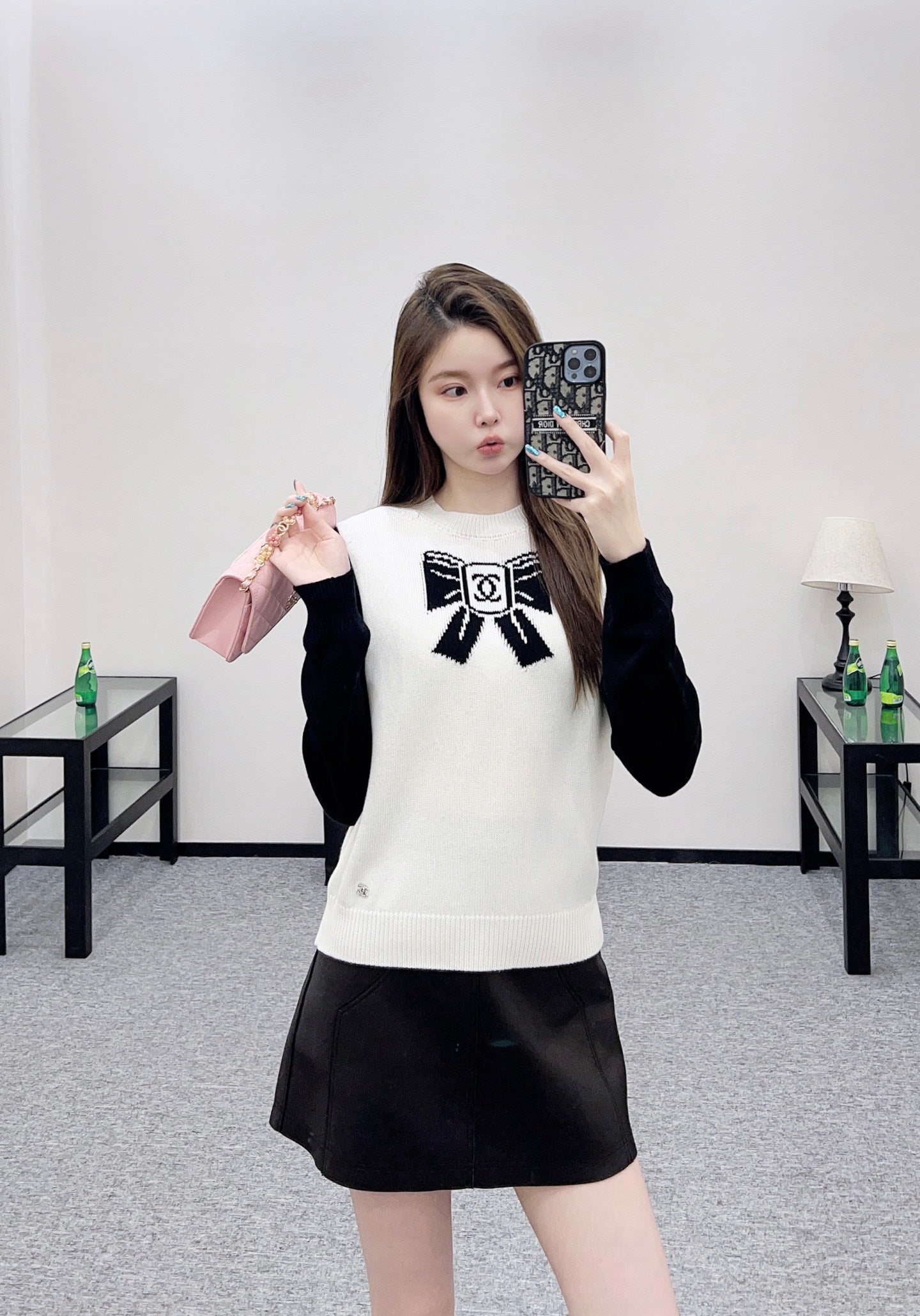 25fw new raglan bow wool knitted sweater