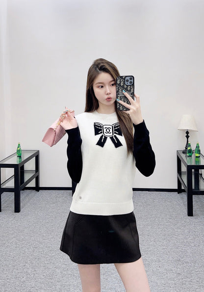 25fw new raglan bow wool knitted sweater