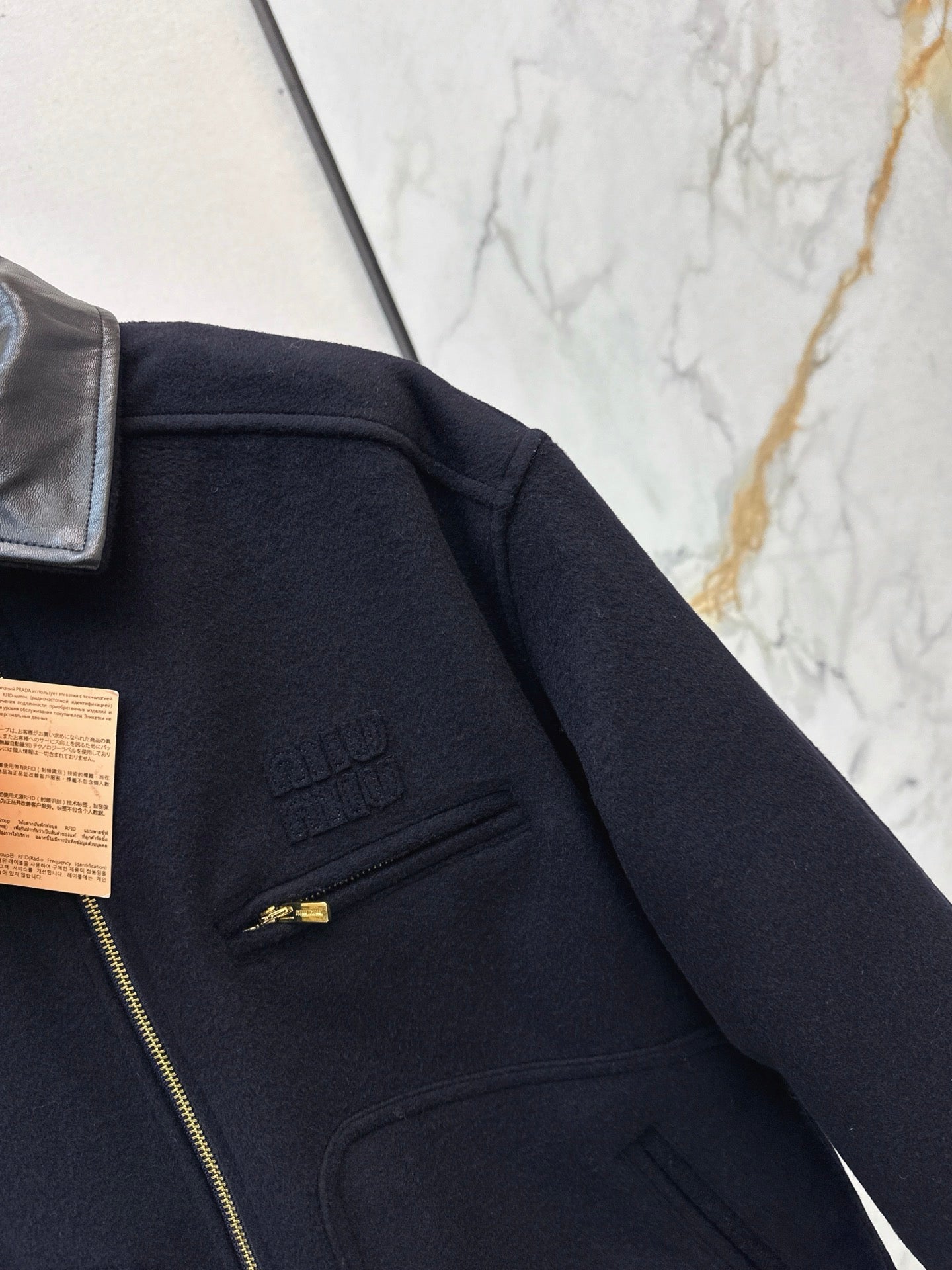 25fw new leather lapel wool cotton jacket