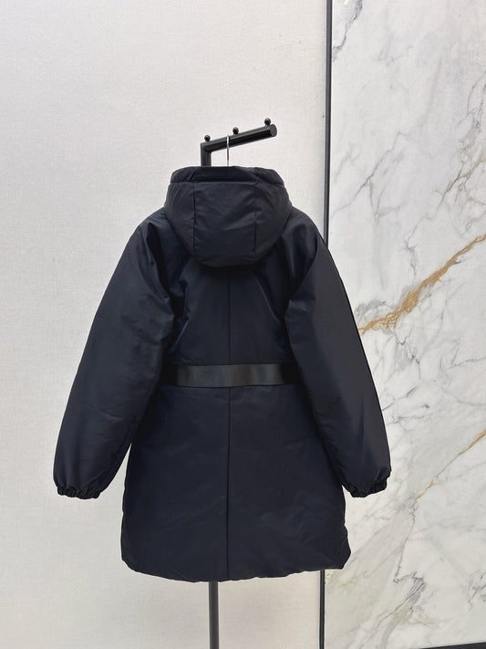 25fw new buckle belt hooded down jacket