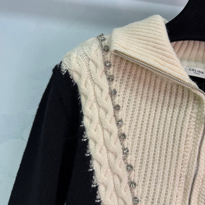 25fw new colorblock knitted cardigan