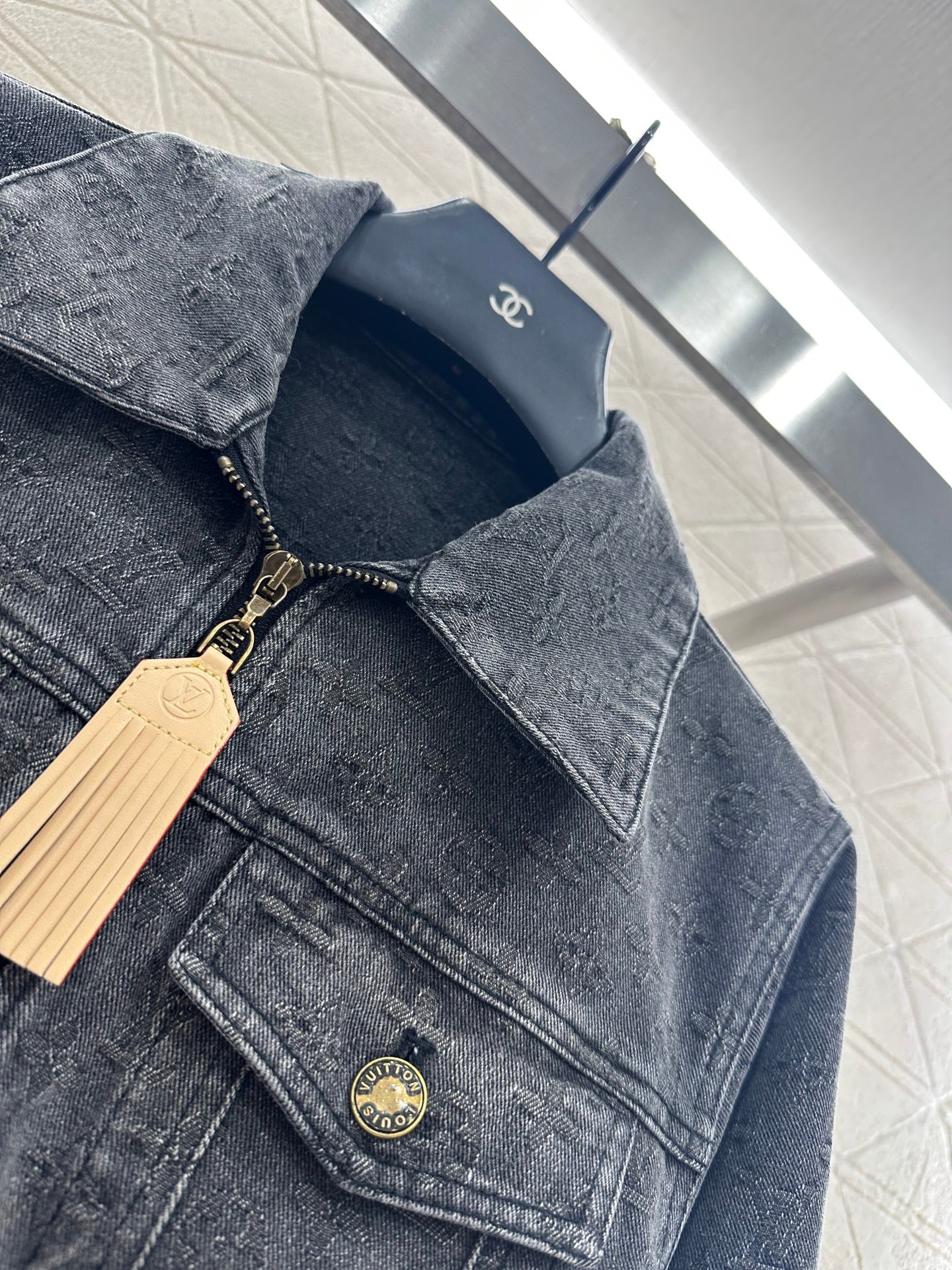 25fw new tassel zipper denim jacket with trousers suit