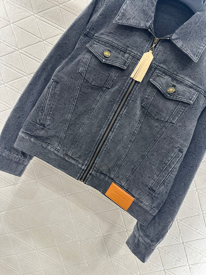 25fw new tassel zipper denim jacket with trousers suit