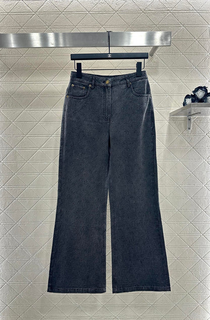 25fw new tassel zipper denim jacket with trousers suit