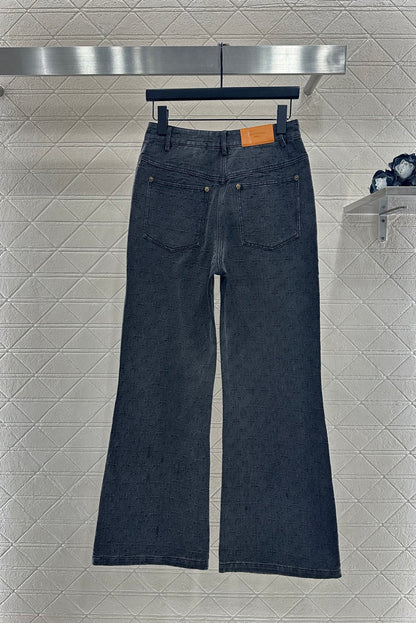 25fw new tassel zipper denim jacket with trousers suit