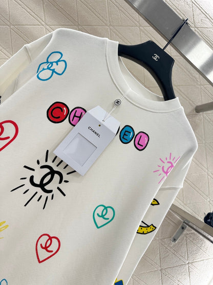 25fw new round neck colorful letter sweatshirt