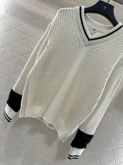 Crochet Knitted Wool Sweater Skiing Series