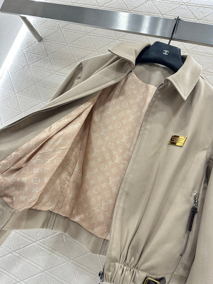 Zipper leather buckle jacket, jacket, pants set
