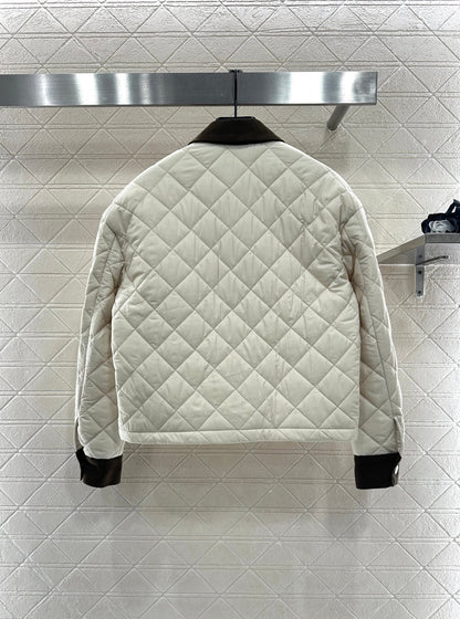 Corduroy collar diamond patterned cotton jacket
