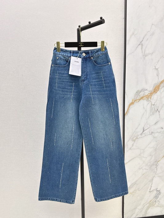 Hot-fix rhinestone jeans