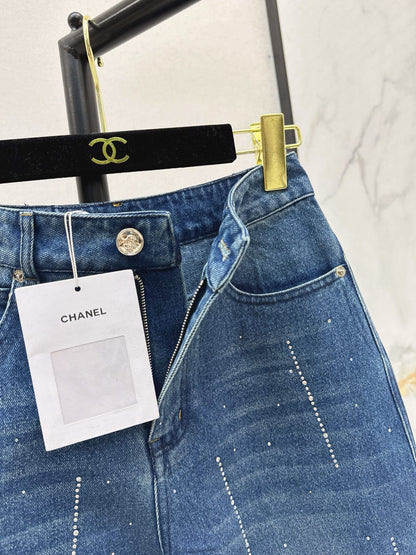 Hot-fix rhinestone jeans
