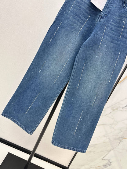 Hot-fix rhinestone jeans