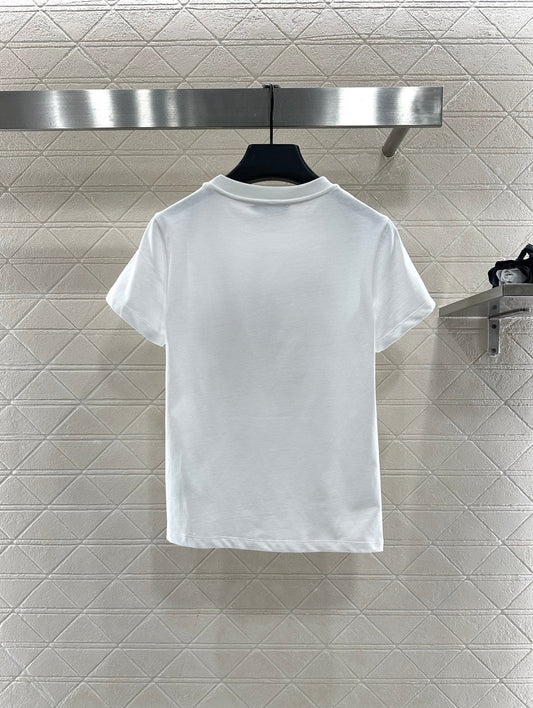 Round neck horse racing print short-sleeved shirt