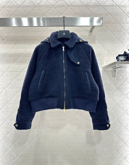 Detachable hooded wool down jacket