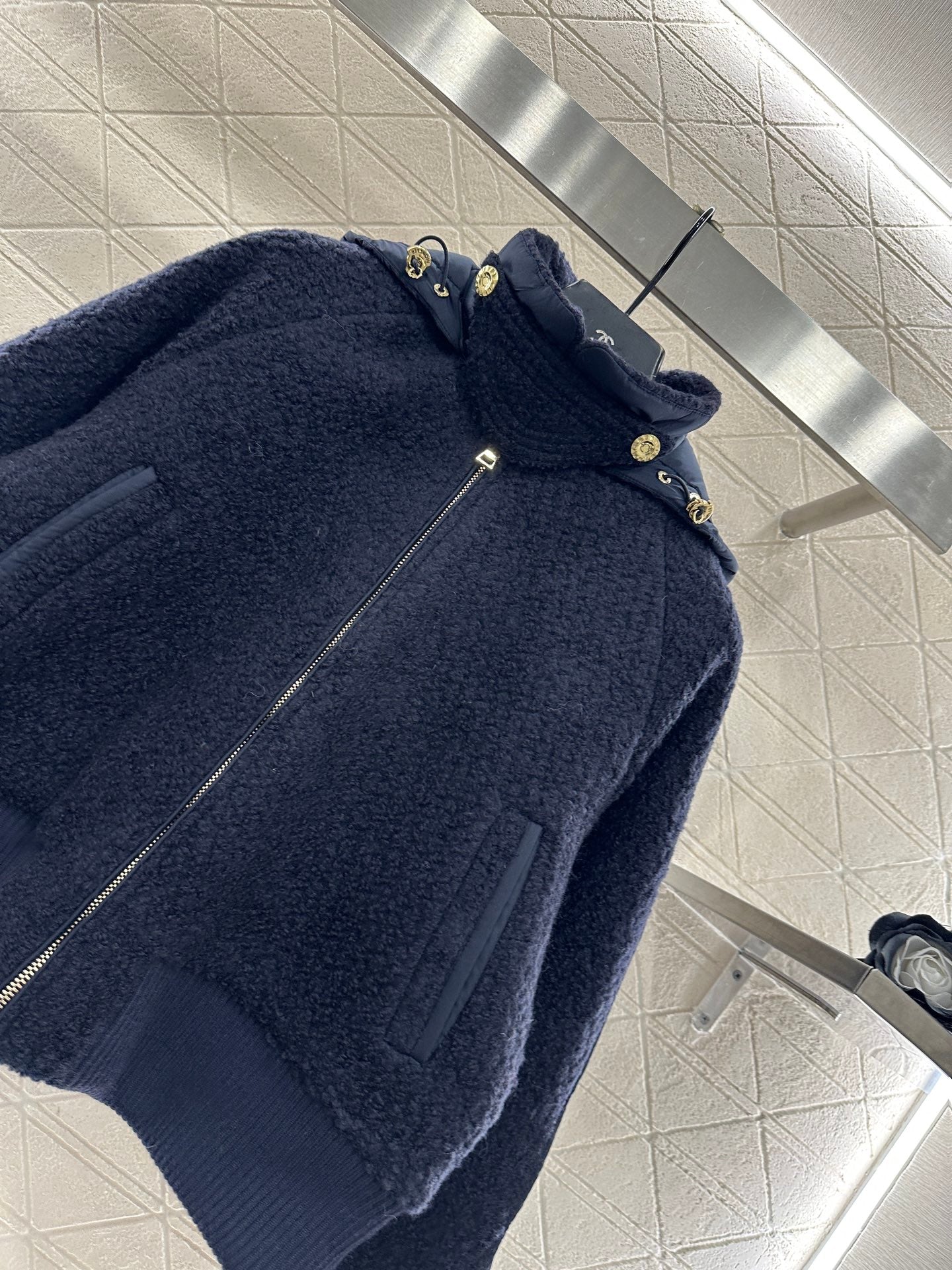 Detachable hooded wool down jacket