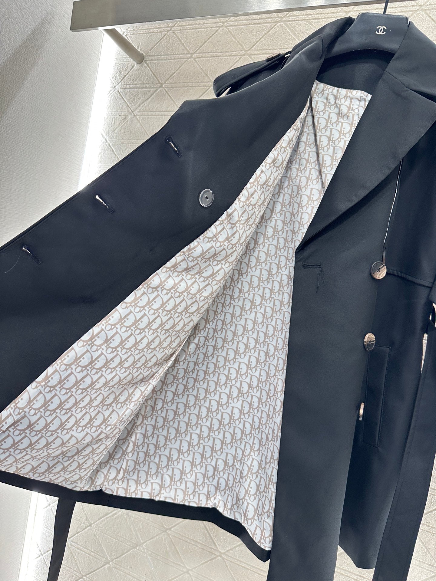 Belted mid-length trench coat