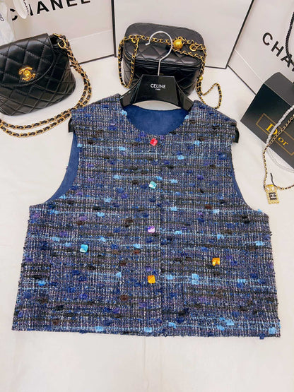 blue plaid vest