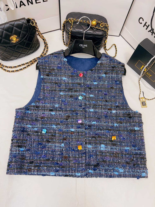 blue plaid vest