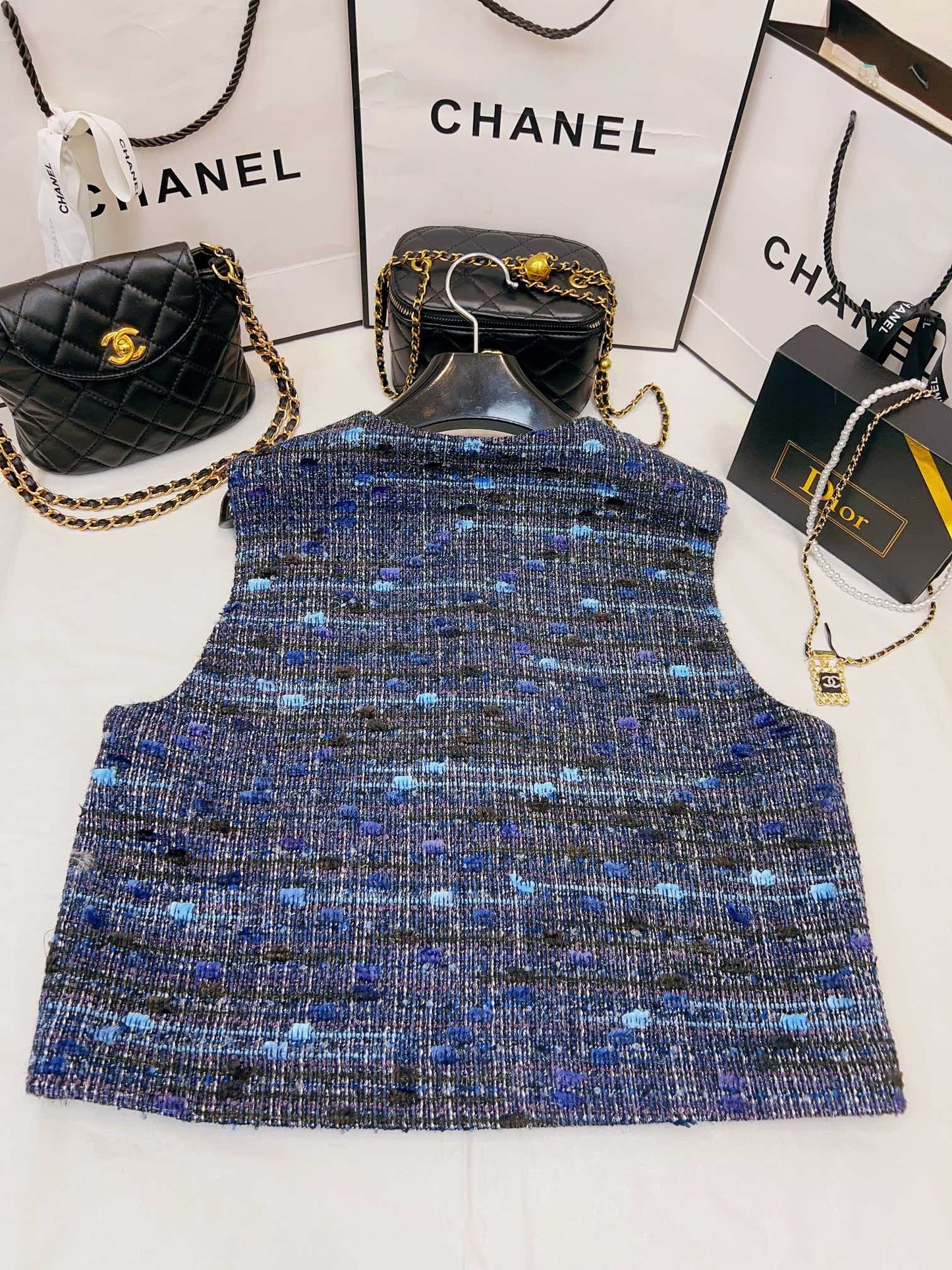 blue plaid vest