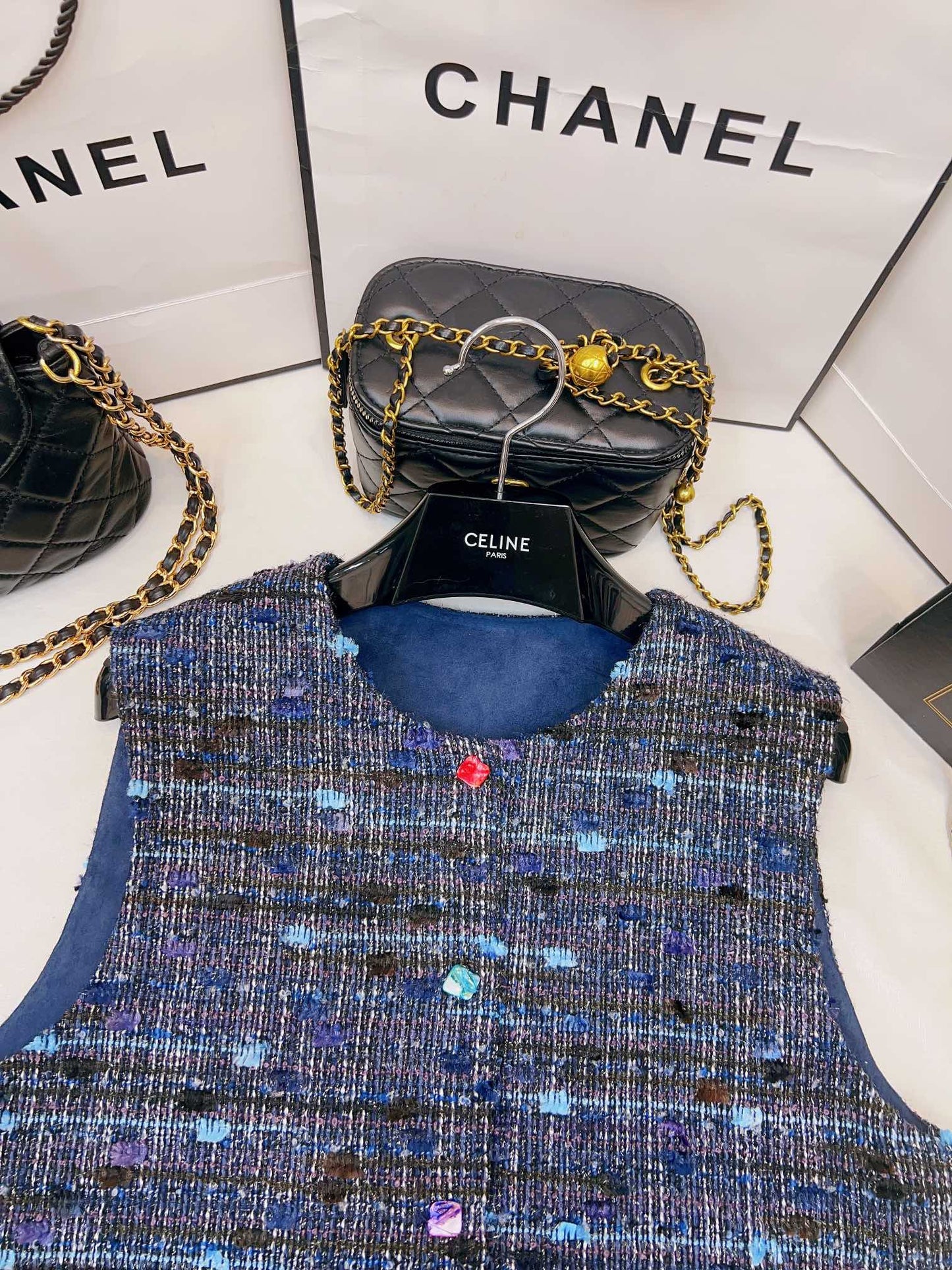 blue plaid vest