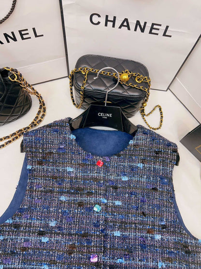 blue plaid vest
