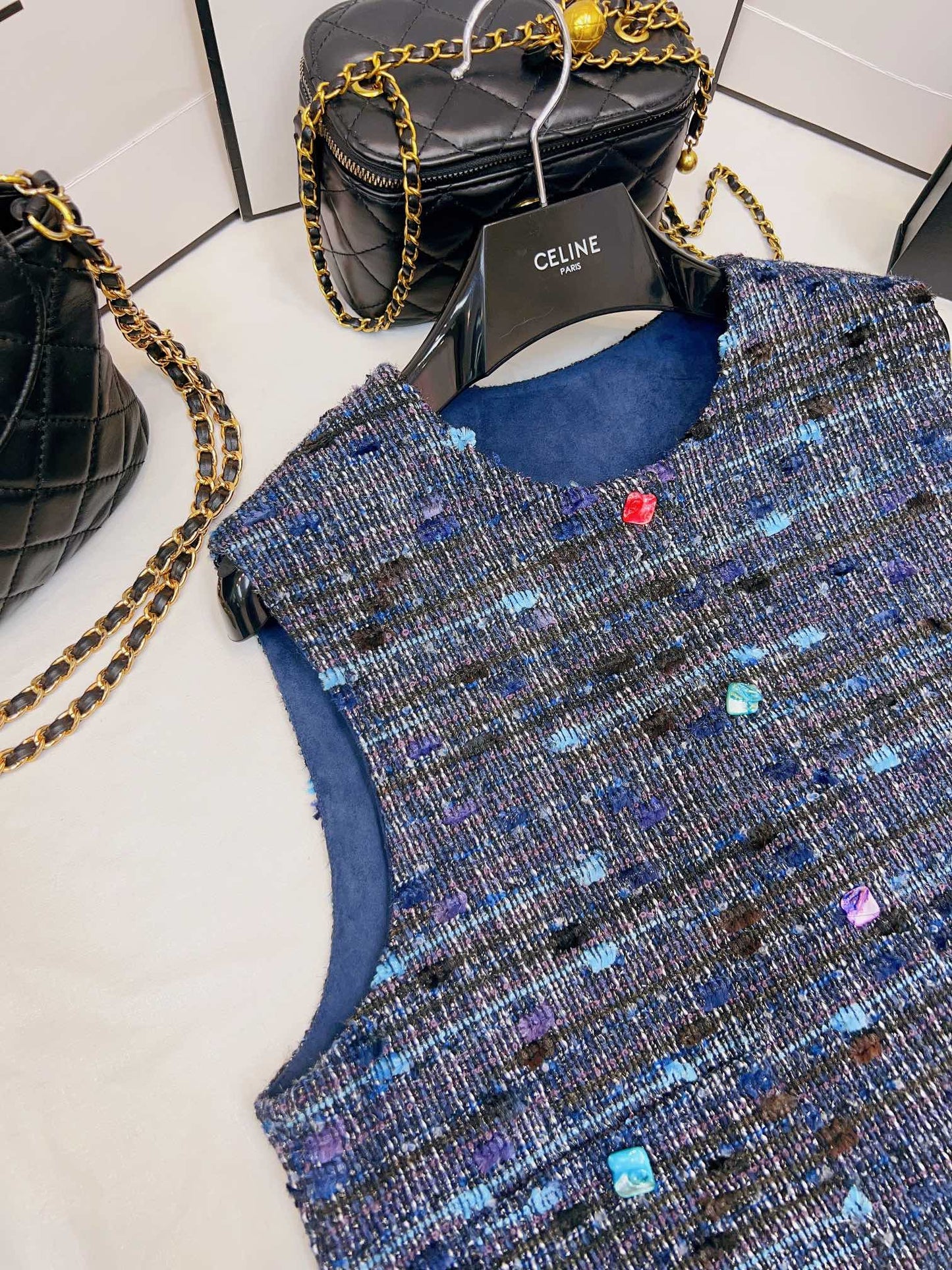 blue plaid vest